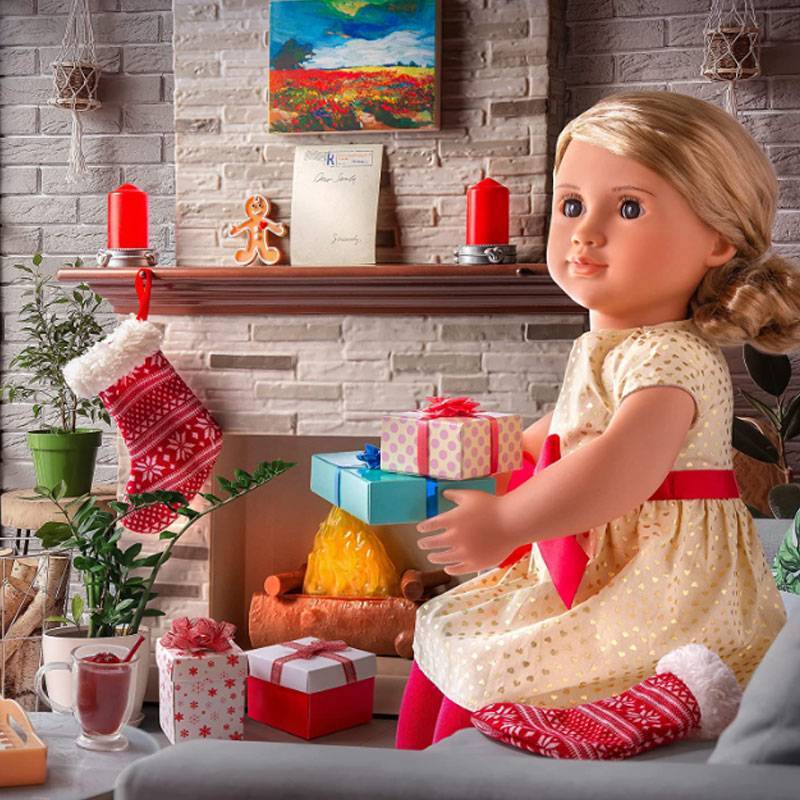 Our Generation Deluxe Doll With Dress And Red Bow With Book (Noelle